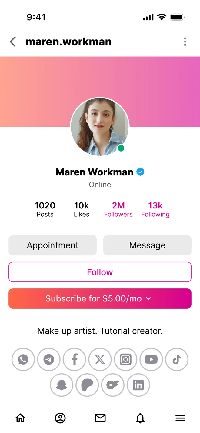 Creator profile