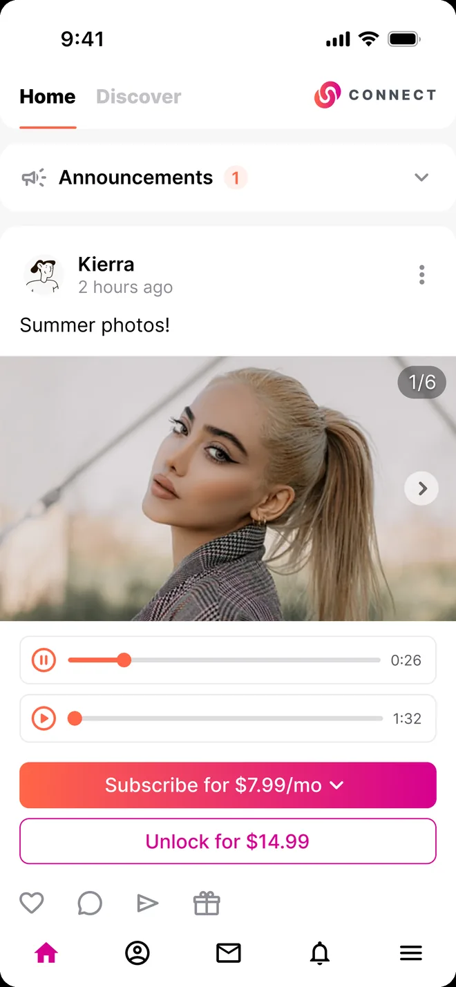 Connect home feed